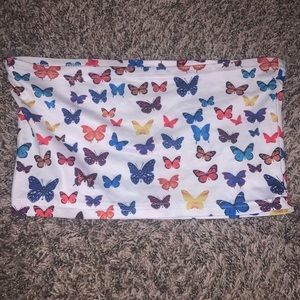 Colorful butterfly tube top